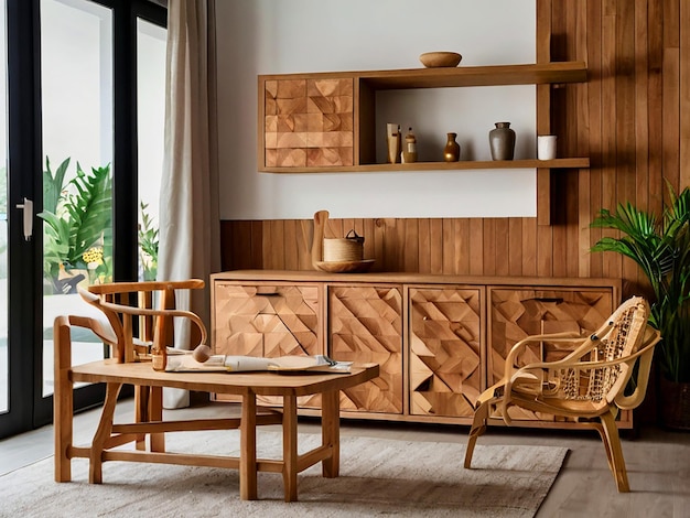 Design criativo com materiais naturais Laminado de madeira e móveis de madeira