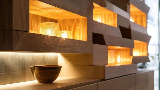 Racks de armazenamento modernos com iluminação LED integrada