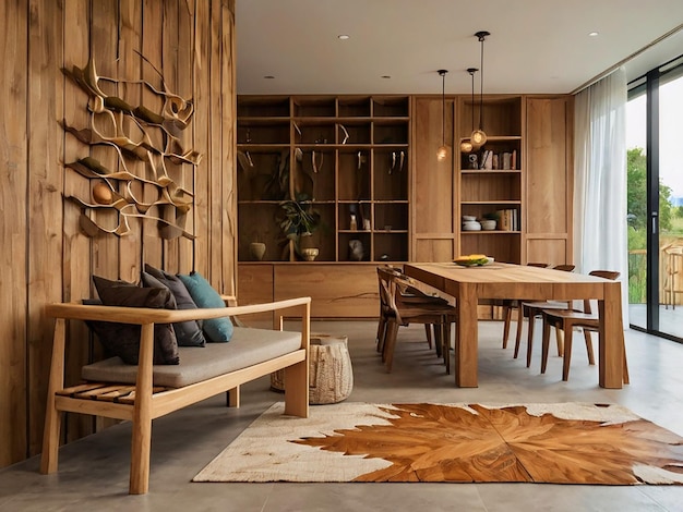 Design criativo com materiais naturais Laminado de madeira e móveis de madeira